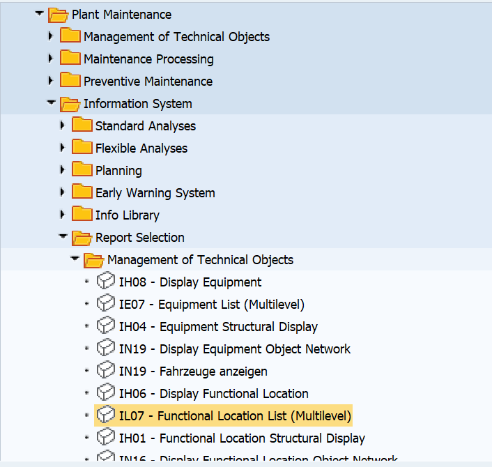 SAP PM入门系列23 - IL07 功能位置列表（多级）